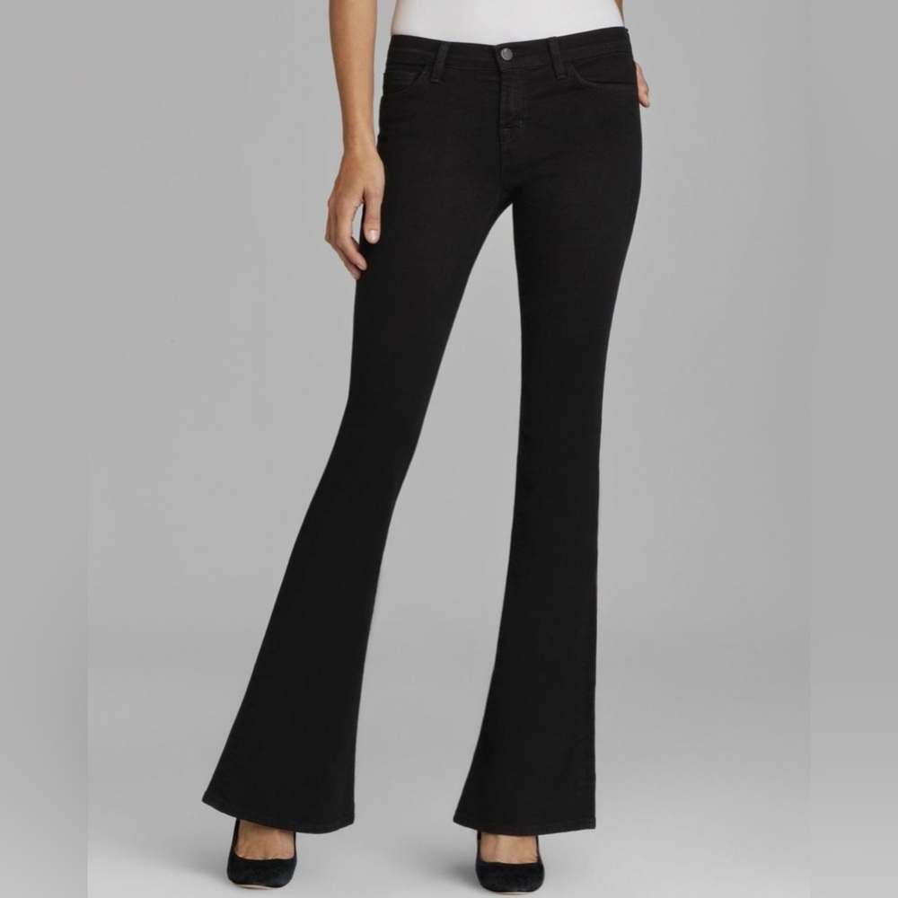 J‎ Brand Martini Skinny Flare Low Rise Jeans in Black Shadow Size 25